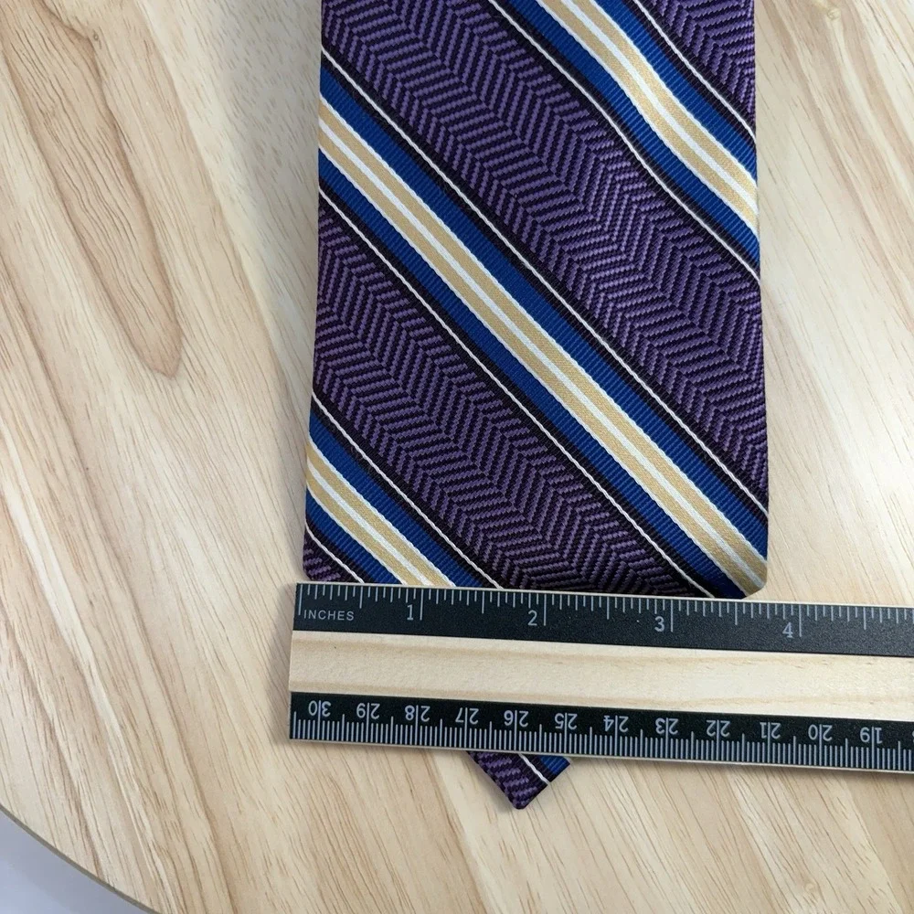 Jos. A. Bank Mens Silk Necktie Lavender Purple Blue Striped Woven Tie